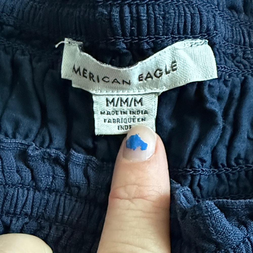 American Eagle Outfitters Navy Off-Shoulder Peasant Dress - Picture 2 of 3